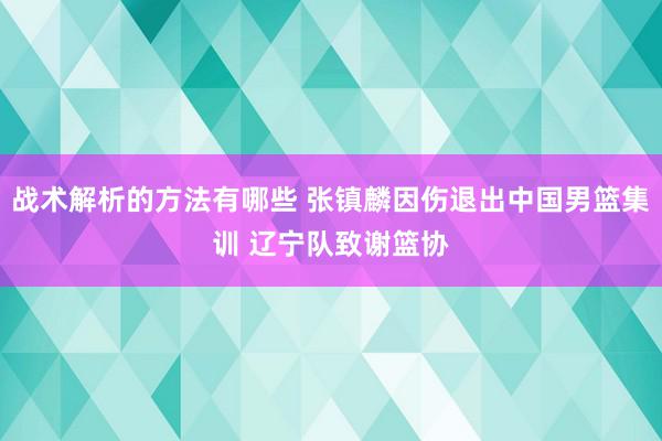 战术解析的方法有哪些 张镇麟因伤退出中国男篮集训 辽宁队致谢篮协