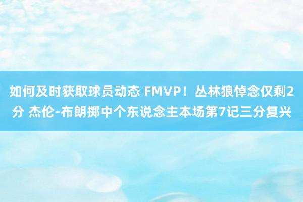 如何及时获取球员动态 FMVP！丛林狼悼念仅剩2分 杰伦-布朗掷中个东说念主本场第7记三分复兴