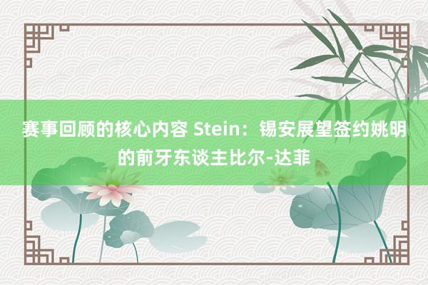 赛事回顾的核心内容 Stein：锡安展望签约姚明的前牙东谈主比尔-达菲