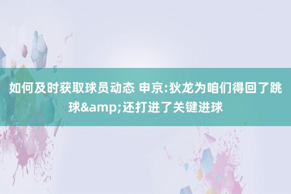 如何及时获取球员动态 申京:狄龙为咱们得回了跳球&还打进了关键进球