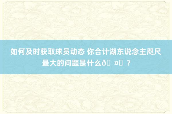 如何及时获取球员动态 你合计湖东说念主咫尺最大的问题是什么🤔？