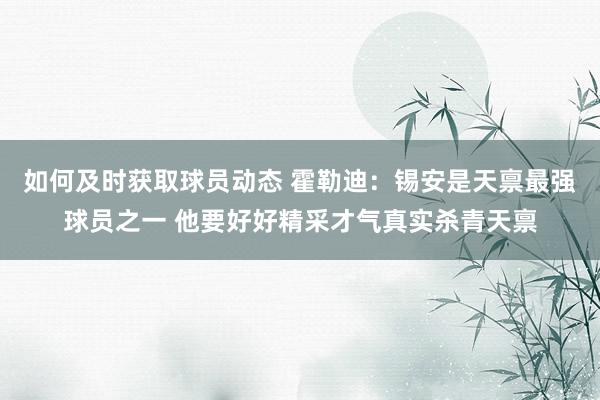 如何及时获取球员动态 霍勒迪：锡安是天禀最强球员之一 他要好好精采才气真实杀青天禀