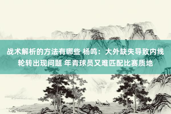 战术解析的方法有哪些 杨鸣：大外缺失导致内线轮转出现问题 年青球员又难匹配比赛质地